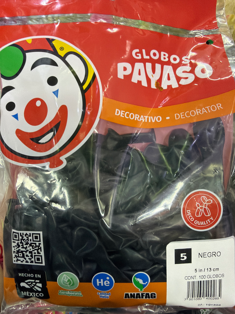 Globo #5 negro 100 pza