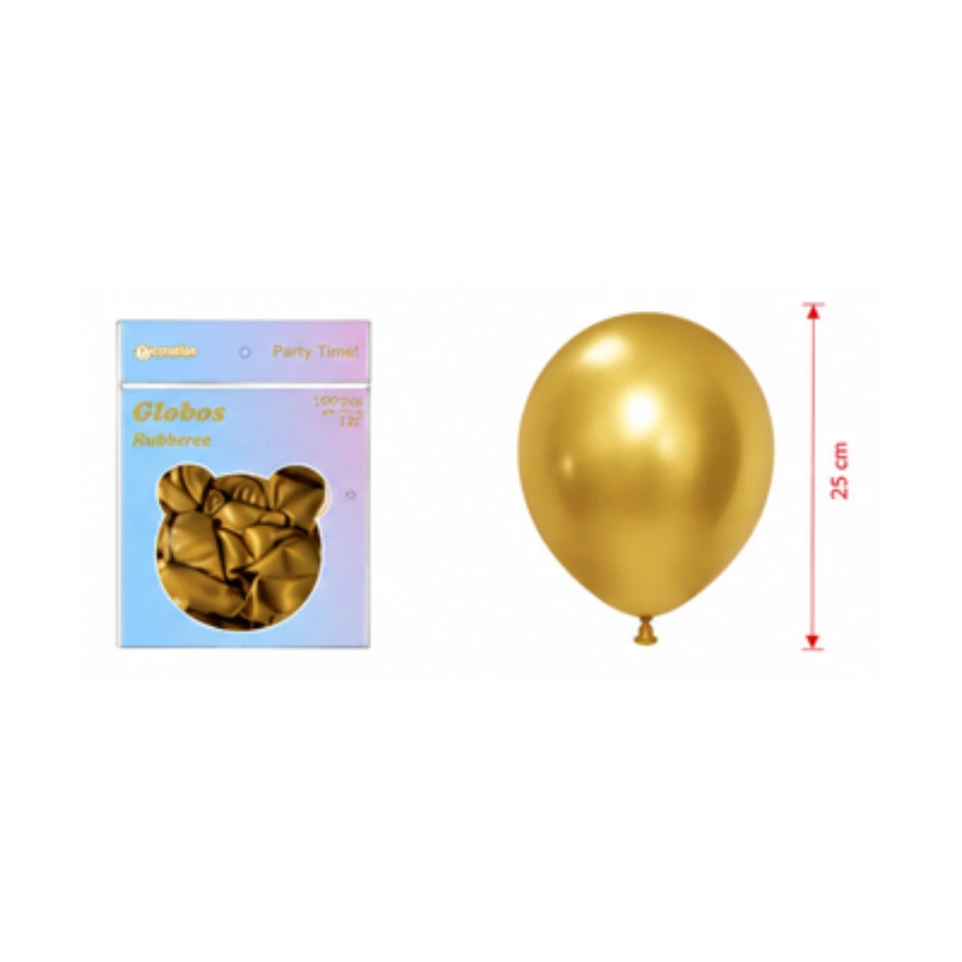 Globo #10 cromado oro 100 pza