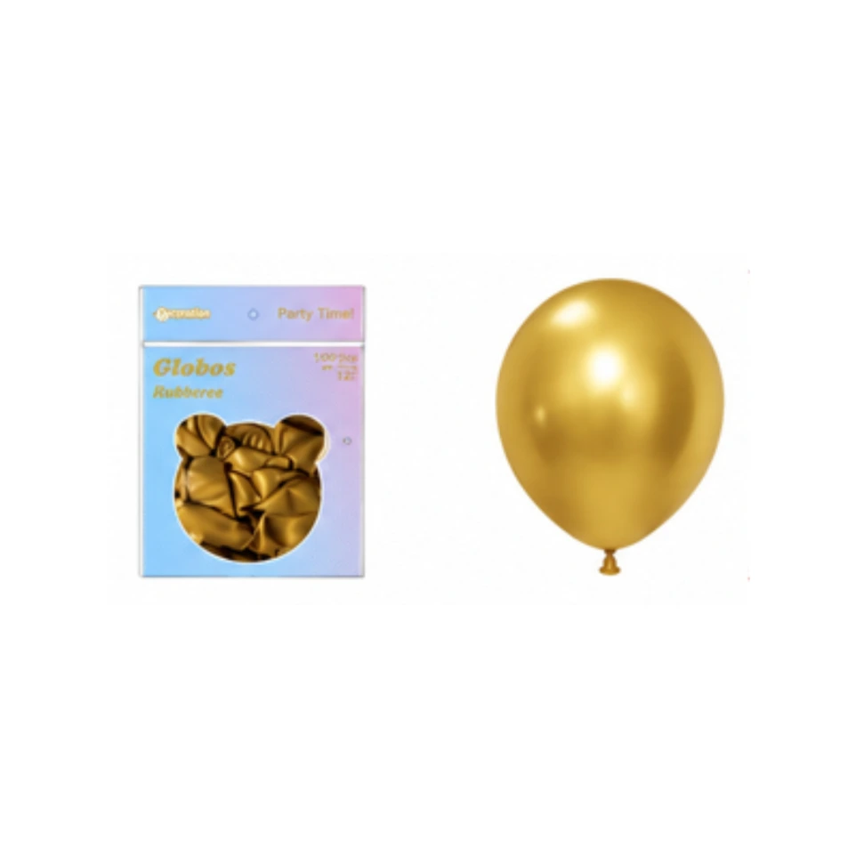 Globo #12 cromado oro 50 pza