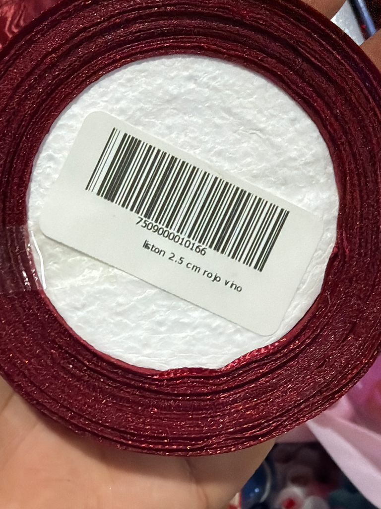 liston 2.5 cm rojo vino
